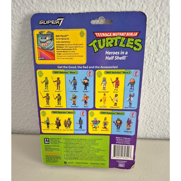 Teenage Mutant Ninja Turtles Reaction Super 7 TMNT Ray Fillet Figure Collectible - Picture 2 of 16